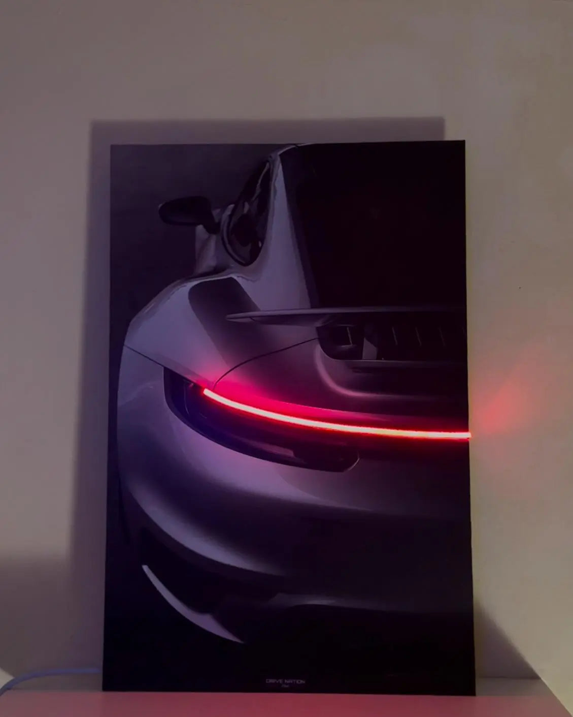 Porsche 911 NEON Poster (red LED) - Essentials series