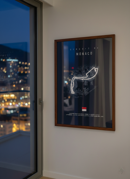 Monaco F1 Track NEON Poster (white LED)